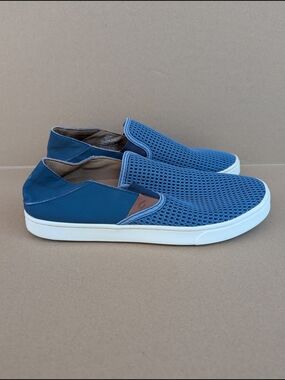 Olukai Pehuea Women's Slip On Sneakers Comfort Shoes 10W Navy Blue Breathable